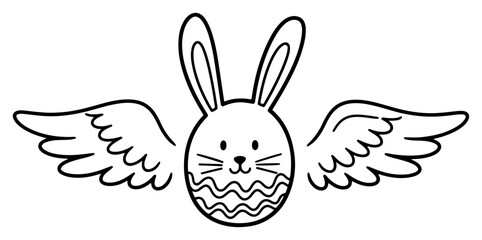 Naklejka premium Cute flying easter egg with bunny ears and angel wings