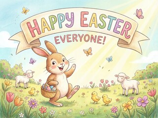 Obraz premium Graphics, illustration to wish everyone a Happy Easter