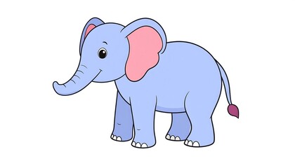 Obraz premium Adorable blue elephant cartoon illustration for children's book and design