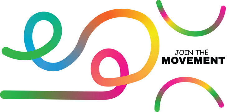 Vibrant rainbow-coloured swirls inviting you to join a movement