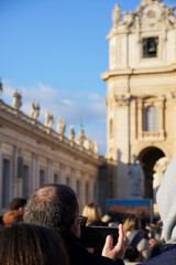 Rome, Italy; December 30, 2025: Attending papal audiences in St. Peter's Square in Vatican City.