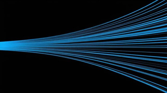 A dark background with flowing blue lines, appearing to curve and extend from a single point