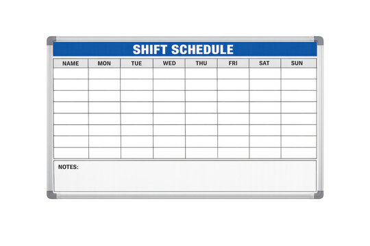 Whiteboard shift schedule planning and organizing work roster