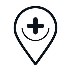 Fototapeta premium Medical location pin with plus sign isolated on healthcare, hospital, clinic, and emergency service concept for finding medical facilities