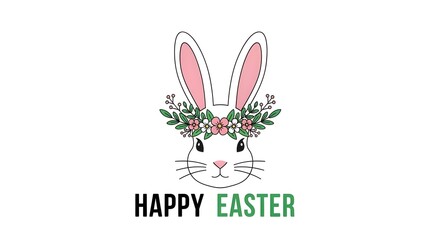 Fototapeta premium Easter bunny portrait with floral crown