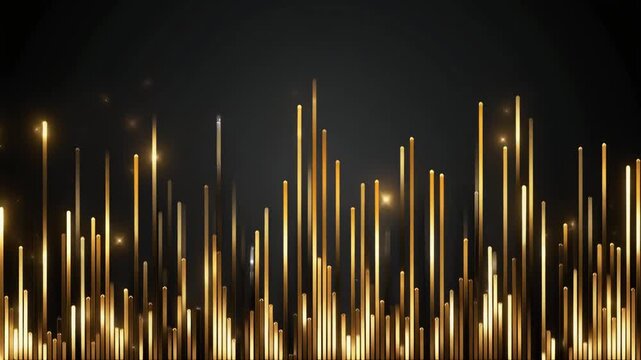 Golden Bars Rising Against Dark Background.