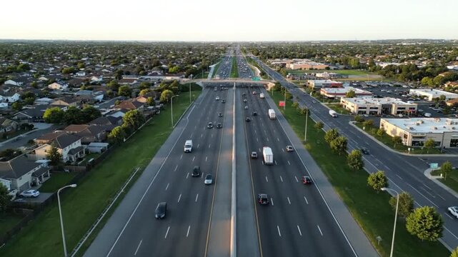 vehicles traveling across multilane highway