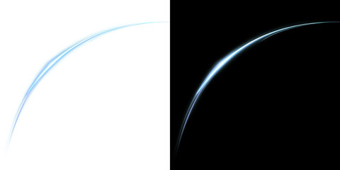 Elegant thin light blue light sweep with a sharp glowing edge and motion blur effect for minimalist technological background designs On Transparent Background PNG © Tomash