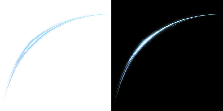 Elegant thin light blue light sweep with a sharp glowing edge and motion blur effect for minimalist technological background designs On Transparent Background PNG