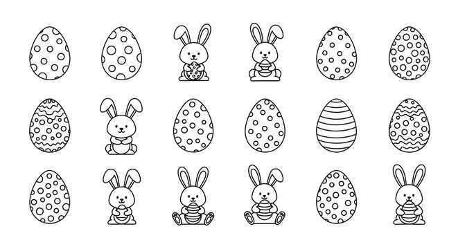 Easter egg bunny illustrations