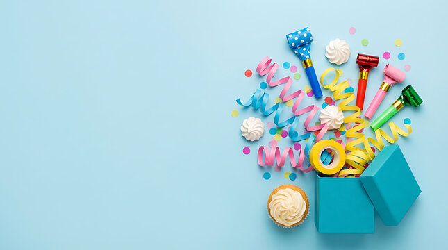 Vibrant party celebration with colorful decorations and treats