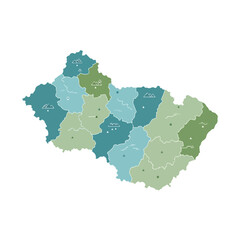 Colorful Map of Slovakia Regions.