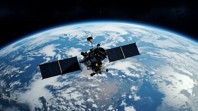 Satellite orbiting Earth, capturing stunning views of the planet's surface and atmosphere (1)