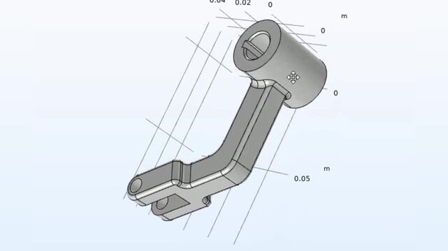Video animation of engineering 3d modeling of
metal bracket with rotation using computer 
aided design system with grid. 
Technic education cad analysis of steel mechanical part with hole.