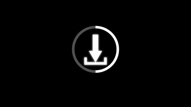 Digital downloading animation interface progress bar seamless loop futuristic motion graphics. Loading circle ,bar with downloading icon in black background.4k