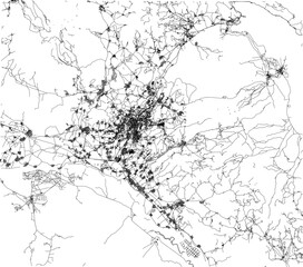 Obraz premium vector sketch illustration silhouette design landscape detail map of yerevan