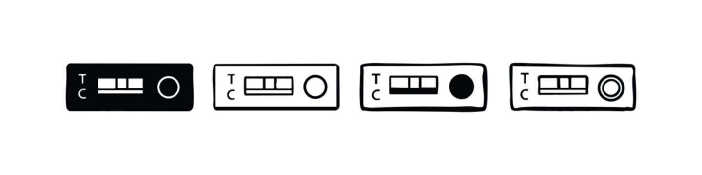 Lateral Flow Rapid Antigen Test Icon Set Showing Positive Result