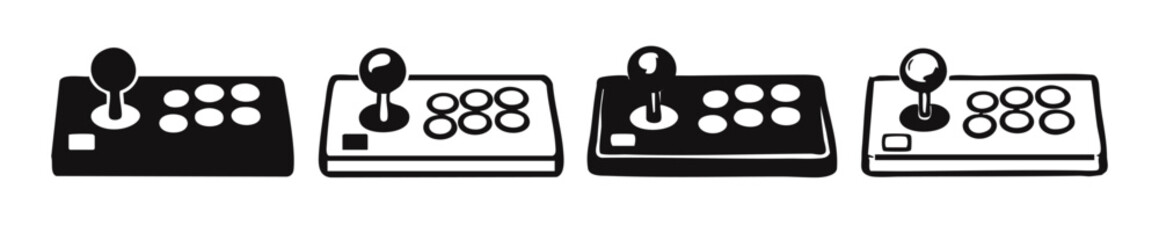 Arcade Stick Controller Vector Icons: Retro Gaming Peripherals for Fighting Games © liubomir118809