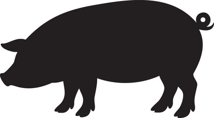 Black pig silhouette on white background animal