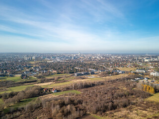 Obraz premium 13 November 2025 - Rzeszów, Subcarpathian, Poland: Panorama of Rzeszów suburban area from the south-east