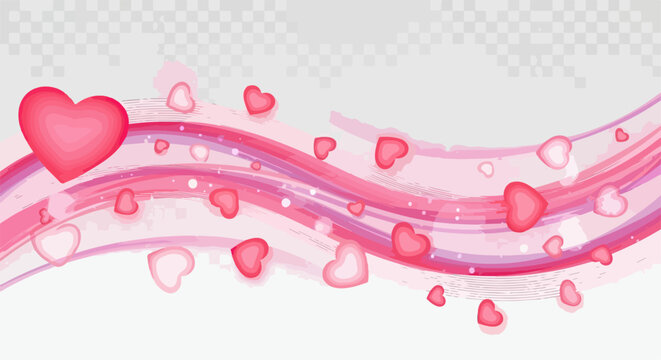 Fundo abstrato rom&acirc;ntico com cora&ccedil;&otilde;es flutuantes e ondas suaves em tons de rosa e roxo, ideal para celebra&ccedil;&otilde;es de amor e eventos especiais.