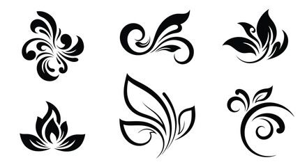 A collection of six different intricate black and white floral designs