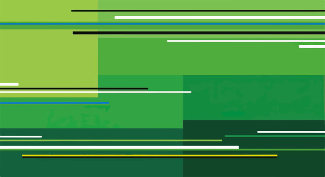 Fundo abstrato geom&eacute;trico com linhas horizontais e blocos de cor verde, evocando movimento e tecnologia digital.