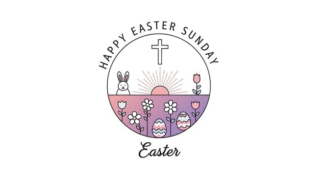Easter sunday celebration with cross and decorated egg