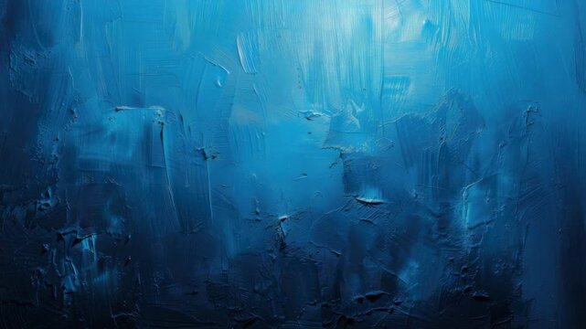 Deep blue hues dominate this textured oil painting