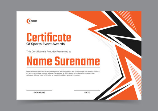 Sports event certificate design template