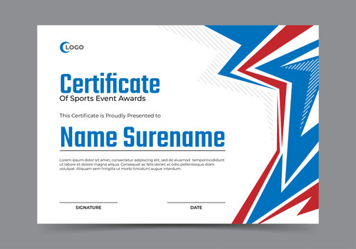 Sports event certificate design template