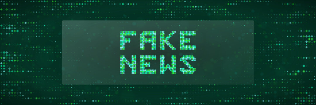 Digital misinformation and fake news concept on green matrix background
