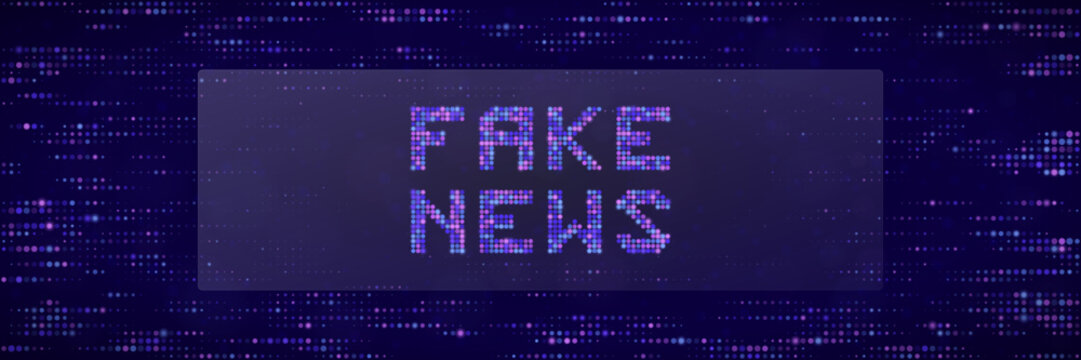 Fake News Digital Glitch Banner for Cyber Propaganda and Media Literacy Education