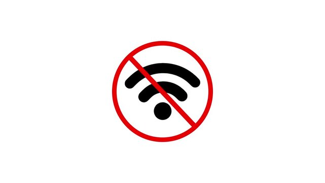 No internet connection icon animation with white background.No internet connection icon. Network offline concept. Wifi signal problem symbol.