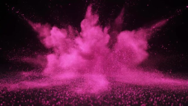 Pink smoke explosion on dark background.