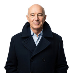 Sophisticated Senior Retired Naval Officer Wearing a Classic Navy Blue Wool Peacoat