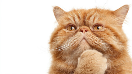 Thinking meme cat with copy space on white background cat-meme_1329