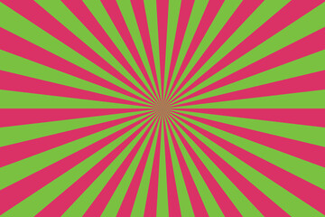 Obraz premium Dynamic bright green and vivid pink sunburst pattern radiates outwards from a central point