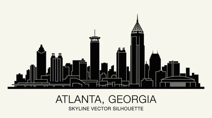 Dynamic Silhouette of a Bustling Southern Metropolis Skyline - Iconic Urban Landscape Vector Art