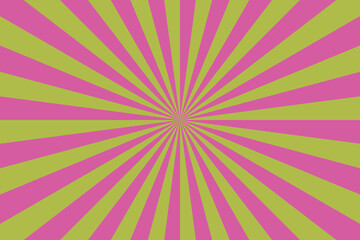 Obraz premium Pink and olive green sunburst design with lines expanding from the middle creates a groovy effect