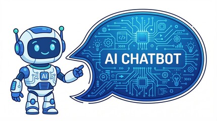 Fototapeta premium AI Chatbot Technology Clipart Illustration