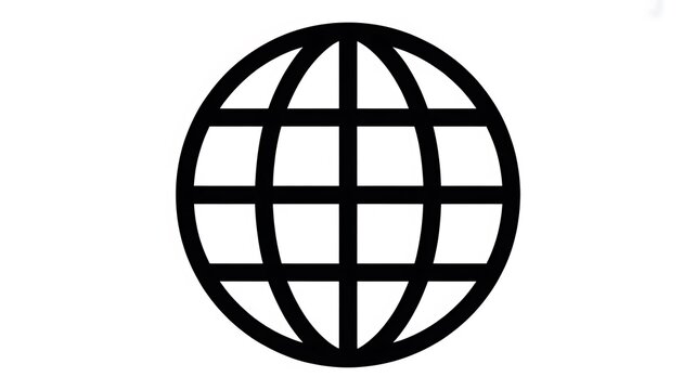Black globe icon on white background