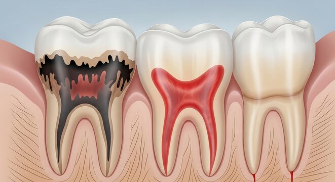 Dental Cavity Stages Tooth Decay Illustration