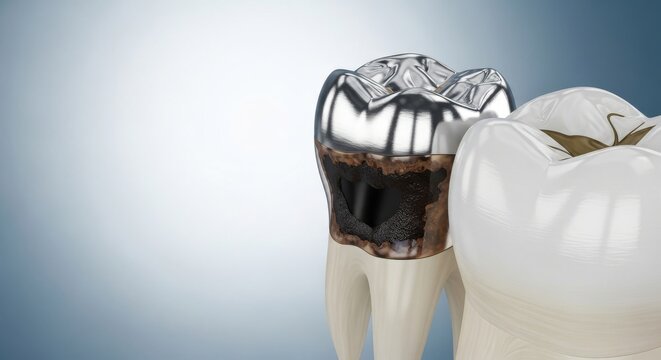 Dental Cavity Tooth Decay Illustration Amalgam Filling