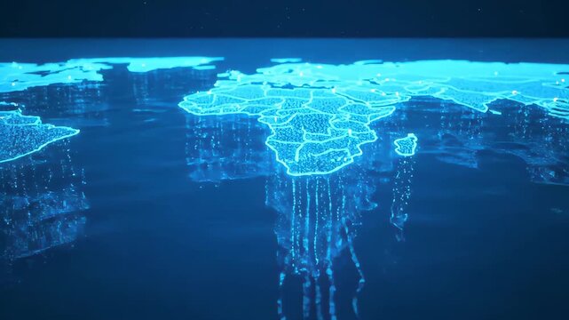 Global Data Flow Visualization Connecting Continents Underwater