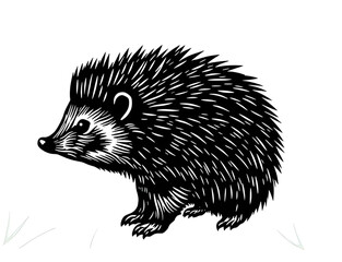 hedgehog, animal, vector, illustration, black, white, monochrome, outline, lineart, drawing, sketch, wildlife, mammal, nature, spines, prickly, cute, cartoon, character, icon, symbol, clipart, isolate