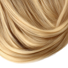 Fototapeta premium Blonde human hair strands flowing smooth texture close-up natural light beauty