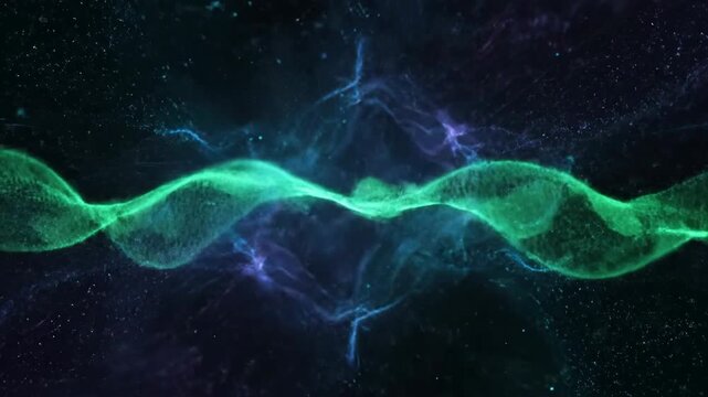 DNA Helix Structure with Glowing Green Effect.