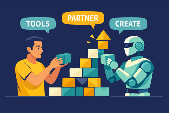 Human and ai robot partnering, collaborating, and creating innovation for future technology development