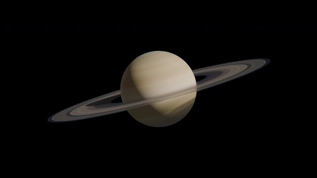 Saturn 4k uhd prores 4444 seamless loop video with alpha channel transparent background highly detailed scientific 3d render of the planet and rings for premium astronomy and cosmos visual effects use